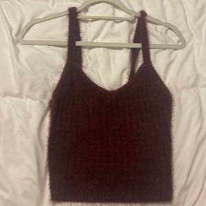 Maroon furry cropped tank top